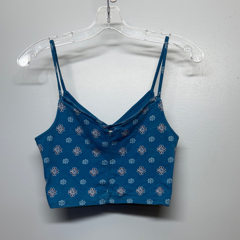 Hollister Teal Starburst Floral Crop Top